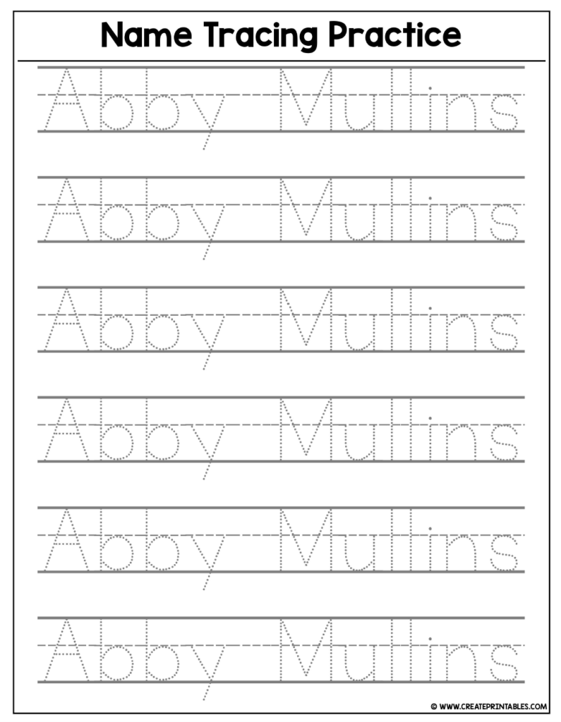name tracing worksheets free