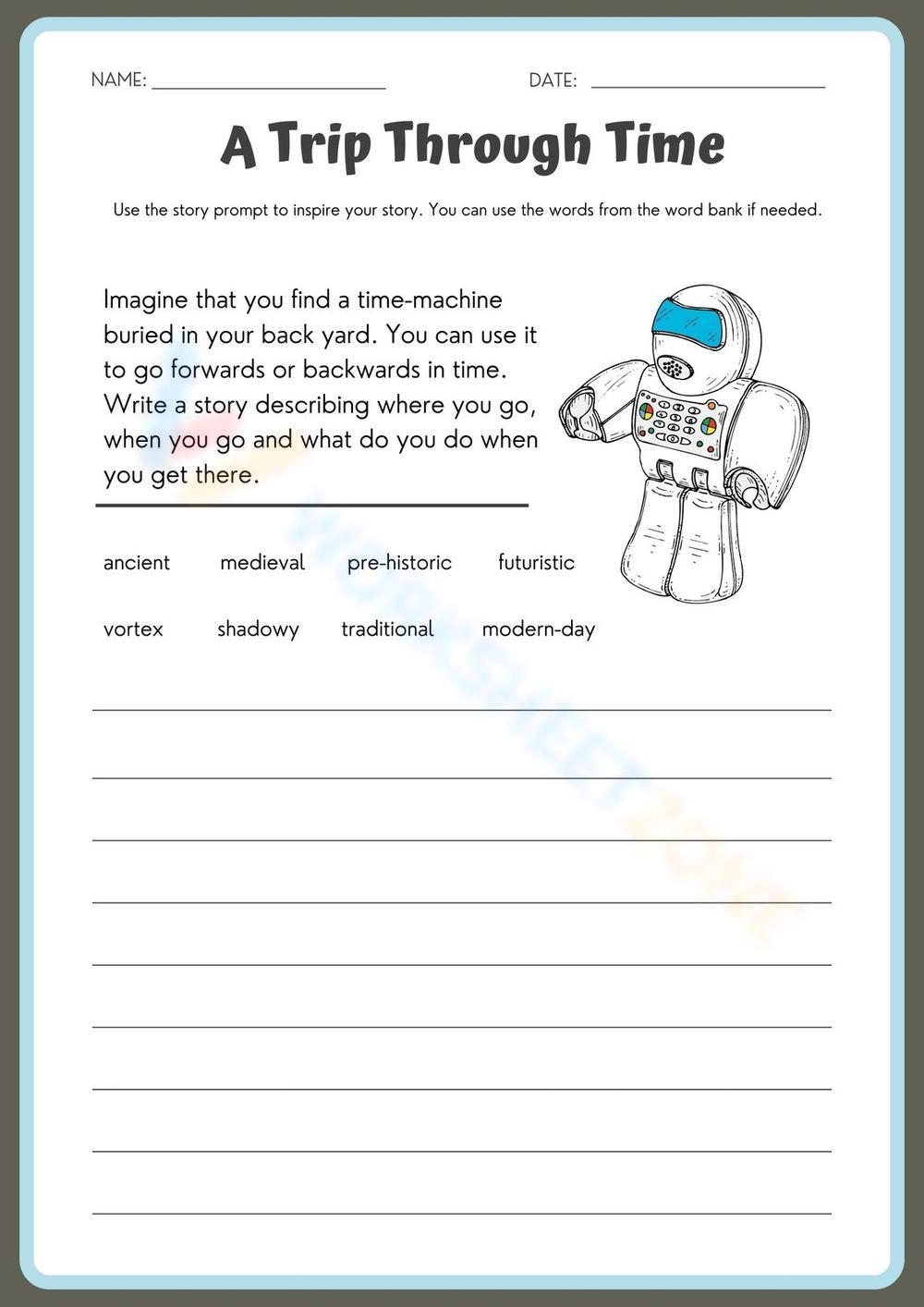 Creative Writing Story Prompt With Word Bank Activity Worksheet