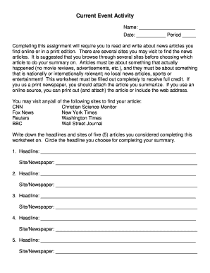 Current Event Worksheet Pdf Fill Online Printable Fillable 