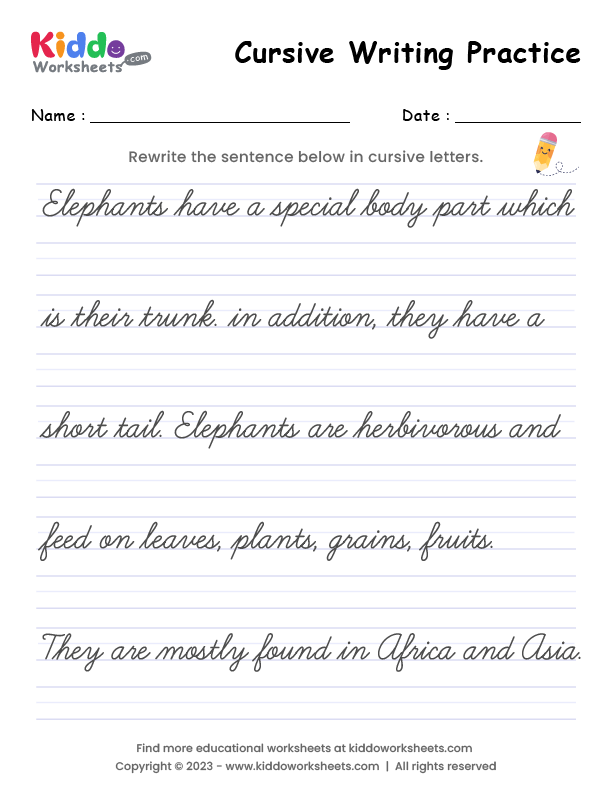 Cursive Worksheet Maker