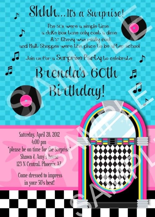 Custom 50 39 s Themed Party Invitations And Supplies 1950 39 s Sock Hop Diner 
