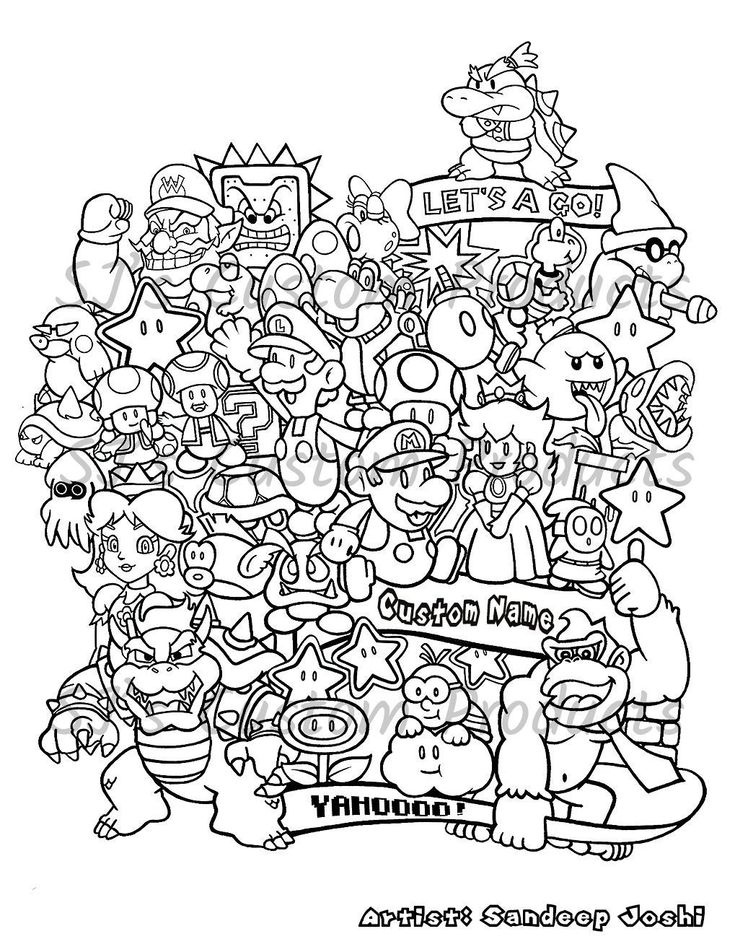Custom Hand Designed Super Mario Coloring Page Super Mario Coloring