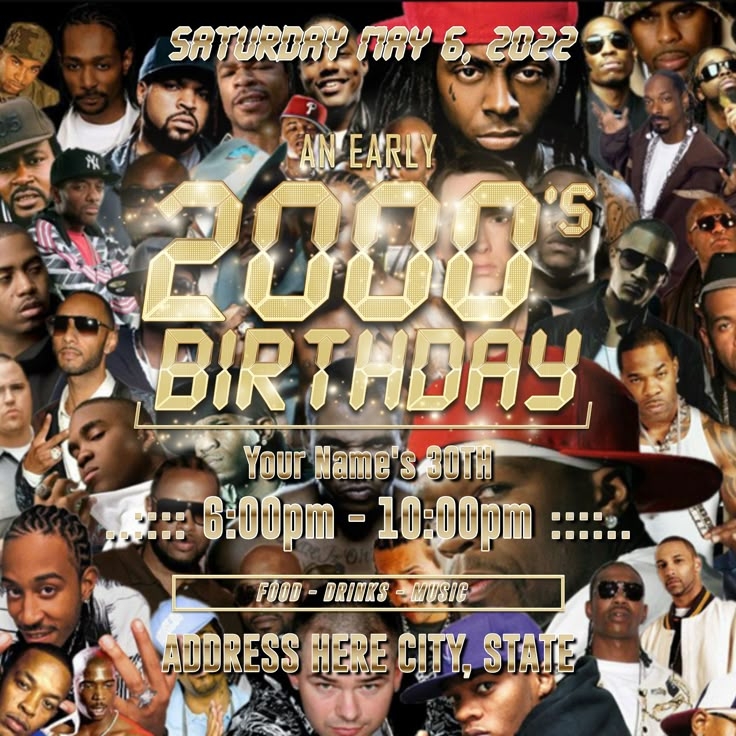 Customizable Digital Invitation Early 2000s Party All Hip Hop Rapper