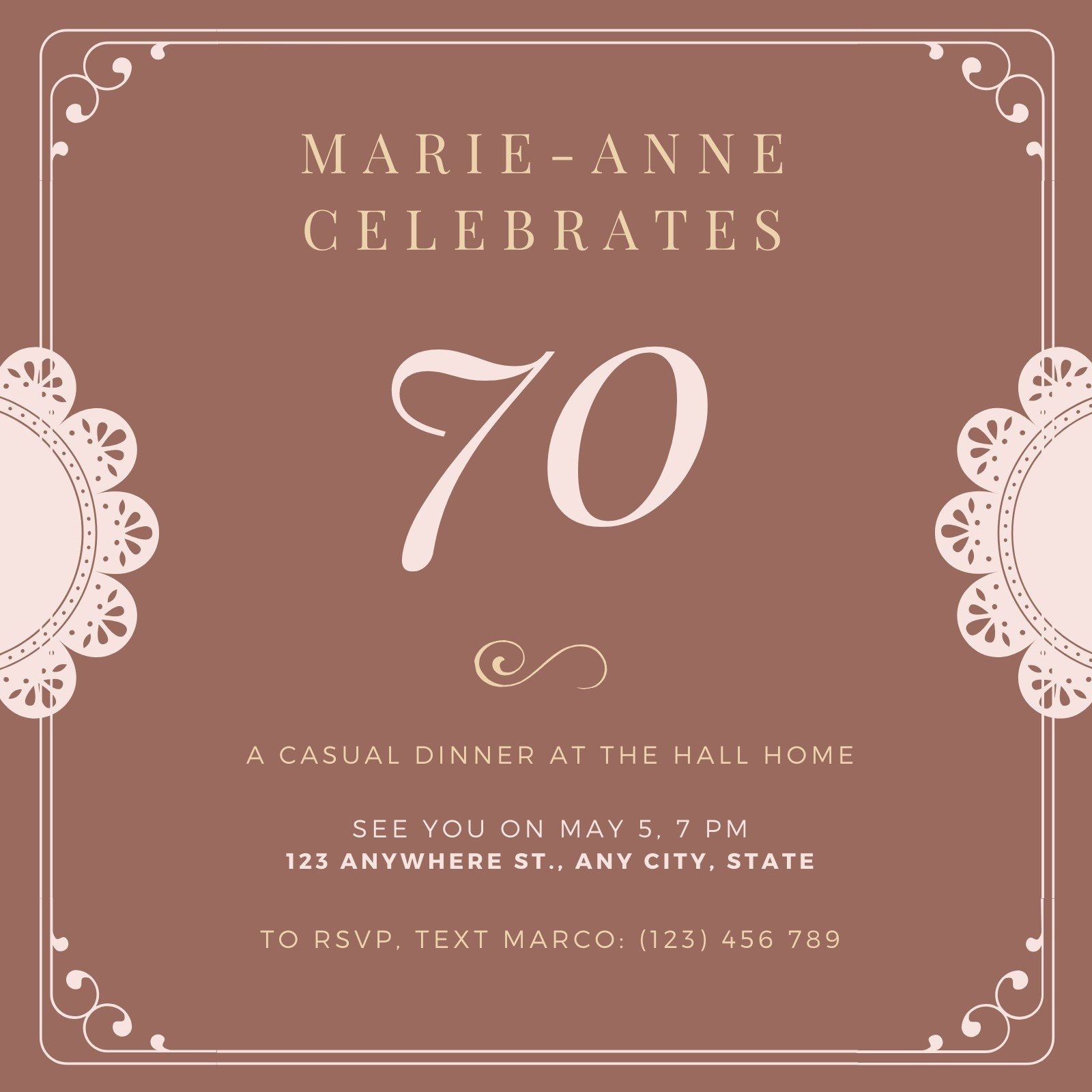 Customize 57 70th Birthday Invitations Templates Online Canva