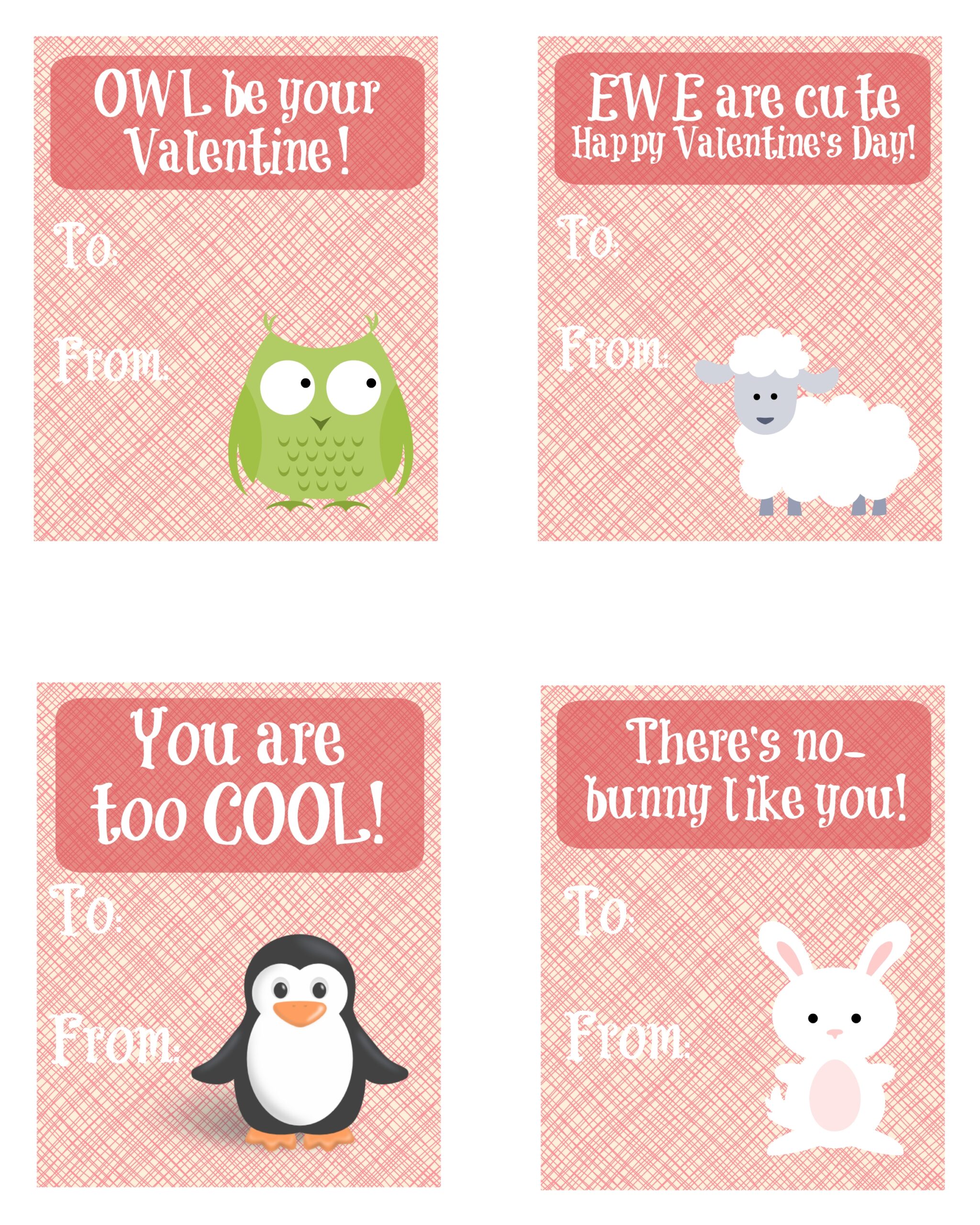 Cute Animal Valentine s Day Cards Free Printable