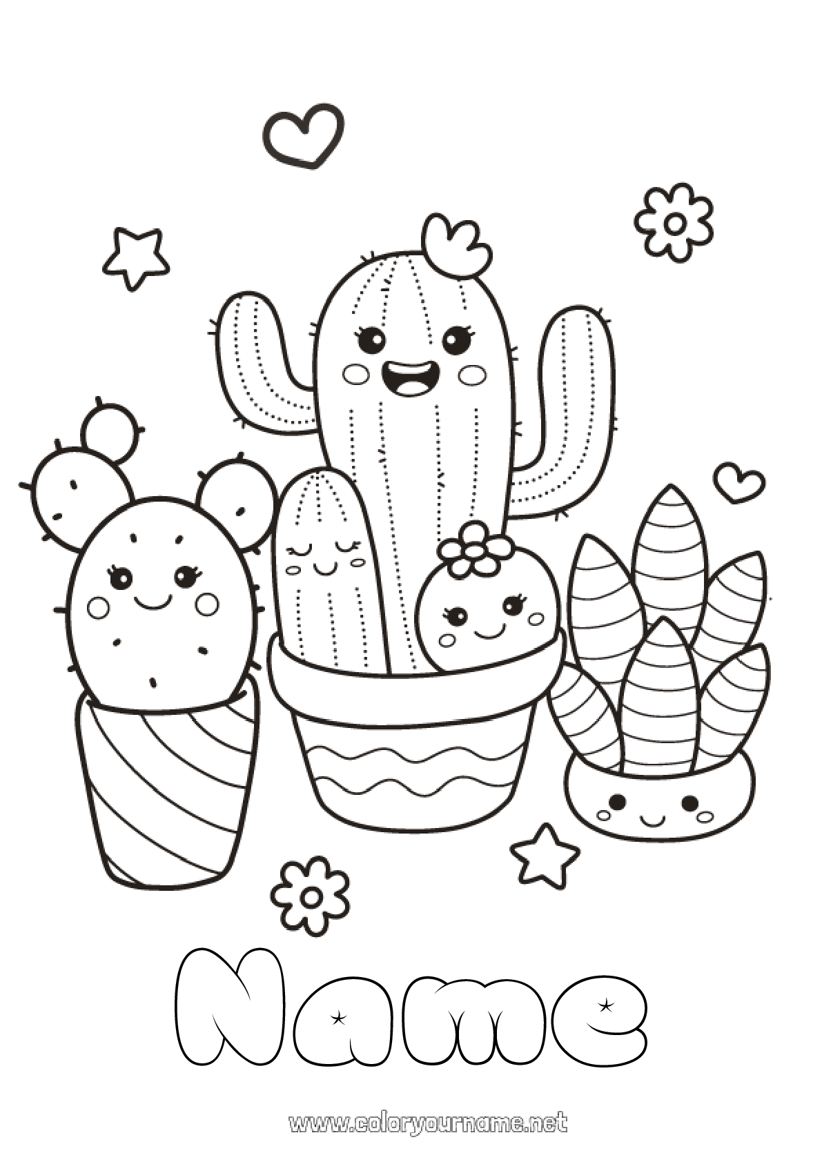Cute Cactus Coloring Page