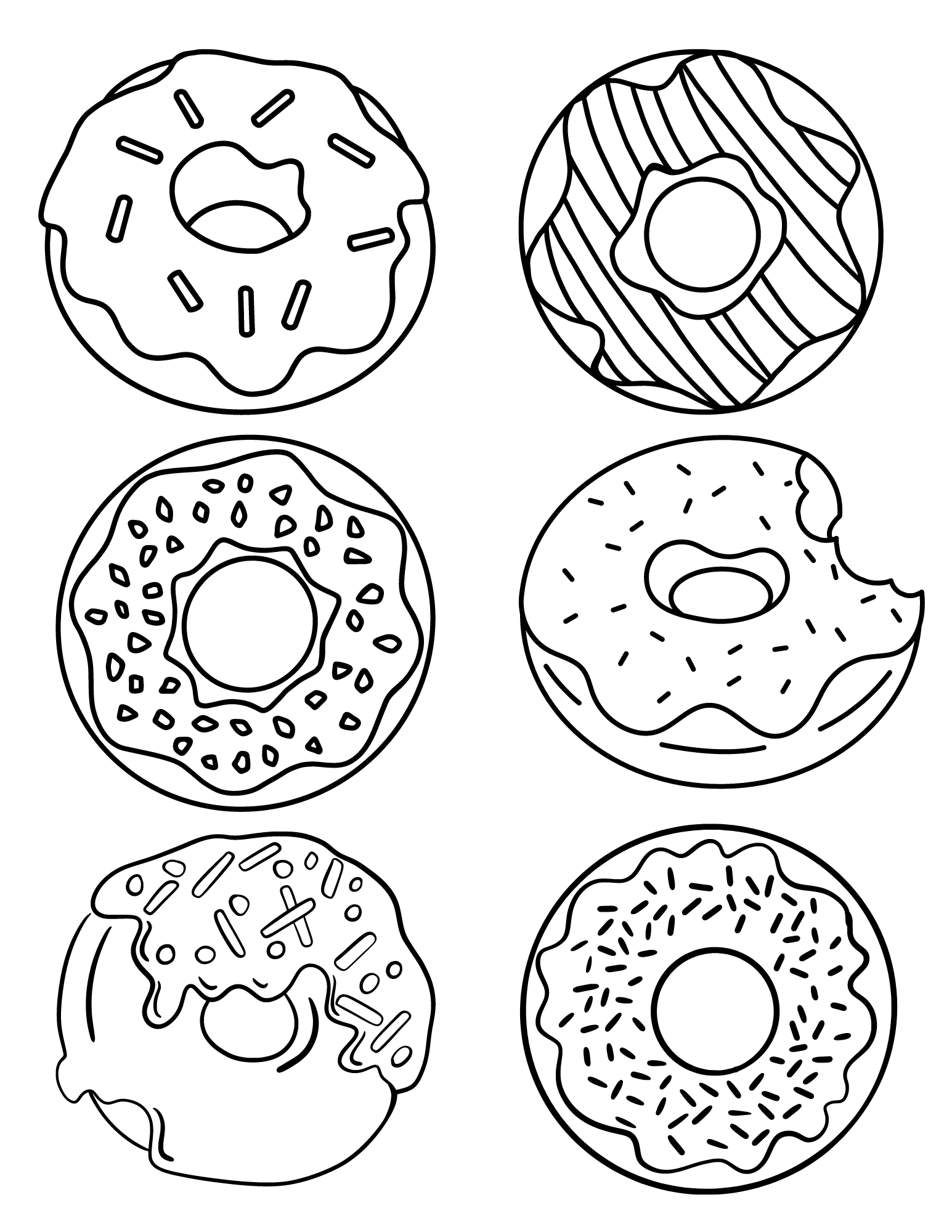 Cute Donuts Coloring Pages Printable Templates Free