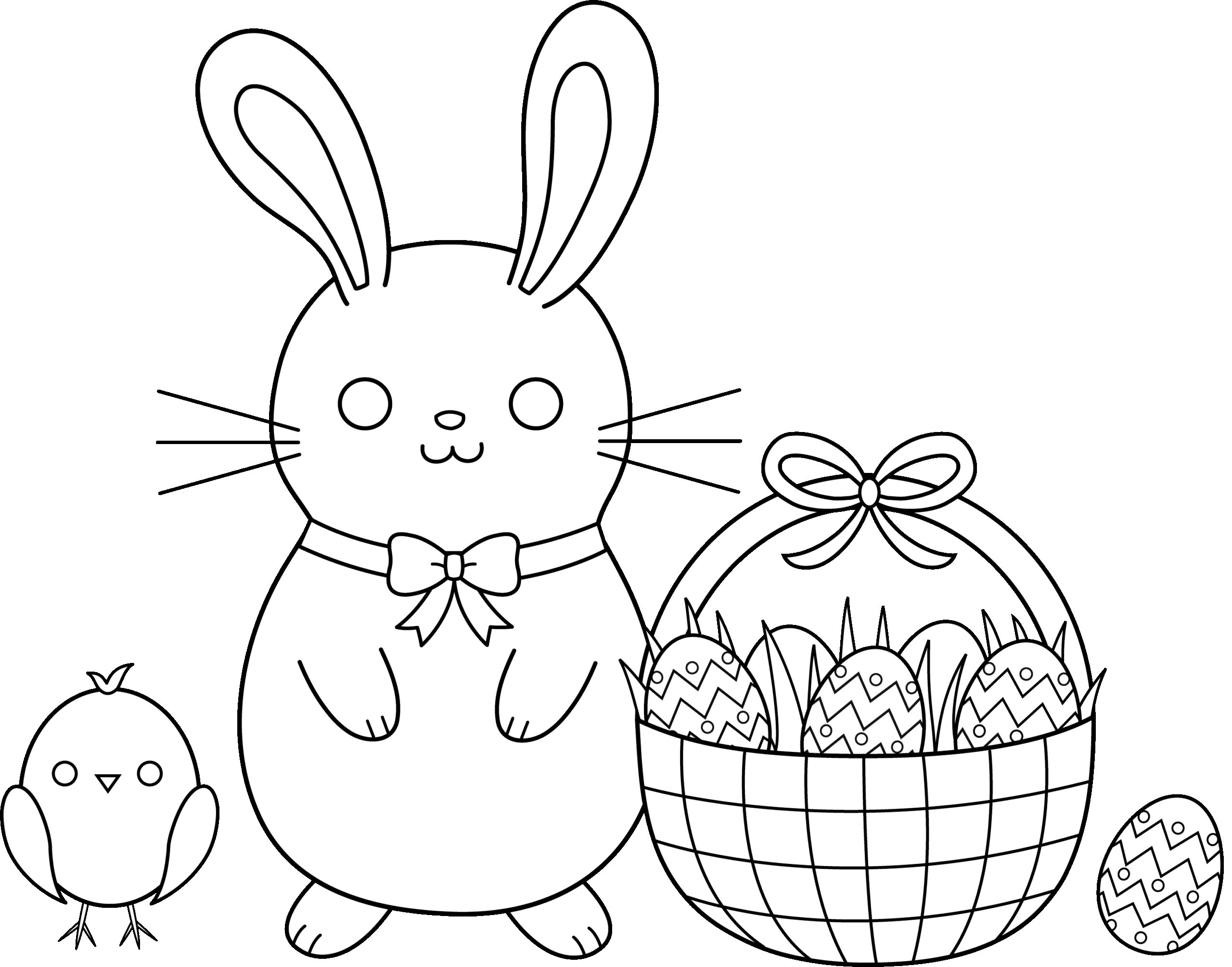 Cute Easter Coloring Page Free Clip Art