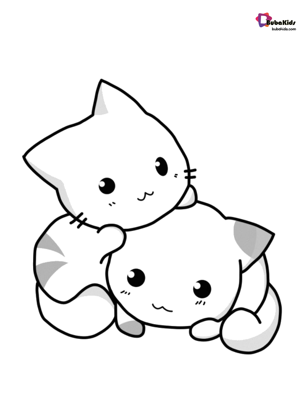 Cat And Kittens Coloring Pages