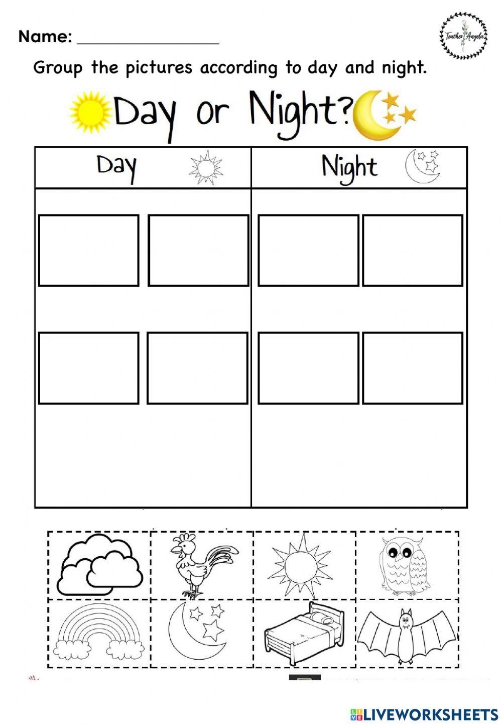 Day And Night Sorting Worksheet Live Worksheets Worksheets Library