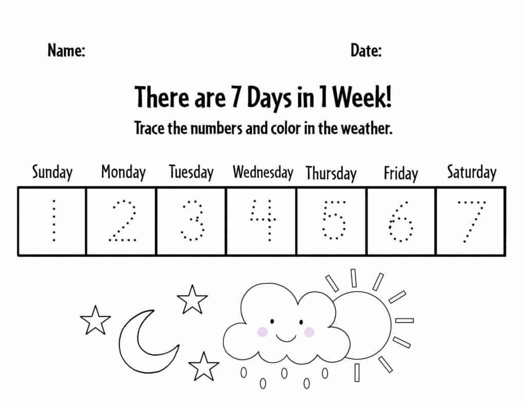 Days Of The Week EasyKids in Worksheets Library
