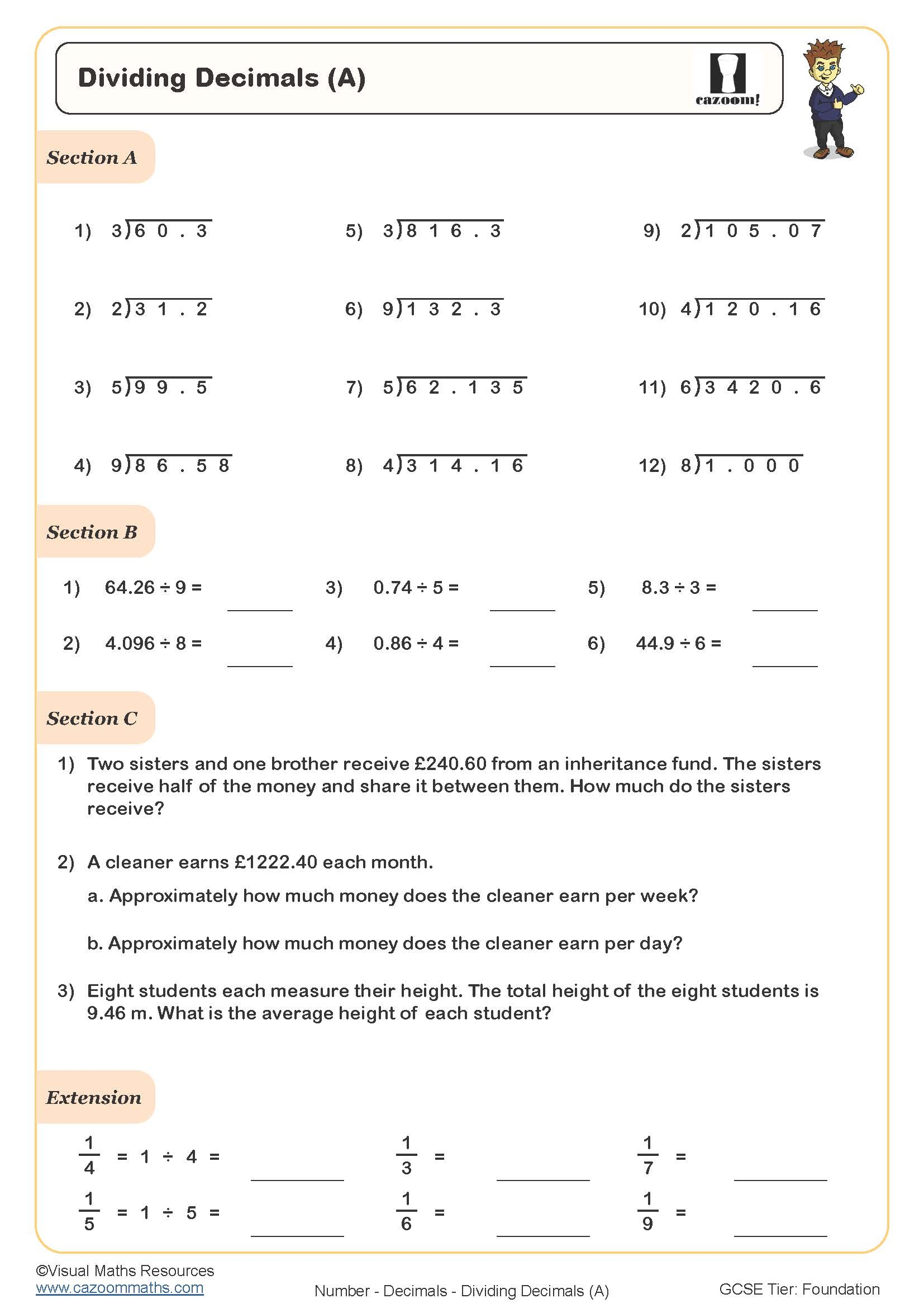 Decimal Division Math Worksheets SplashLearn Worksheets Library