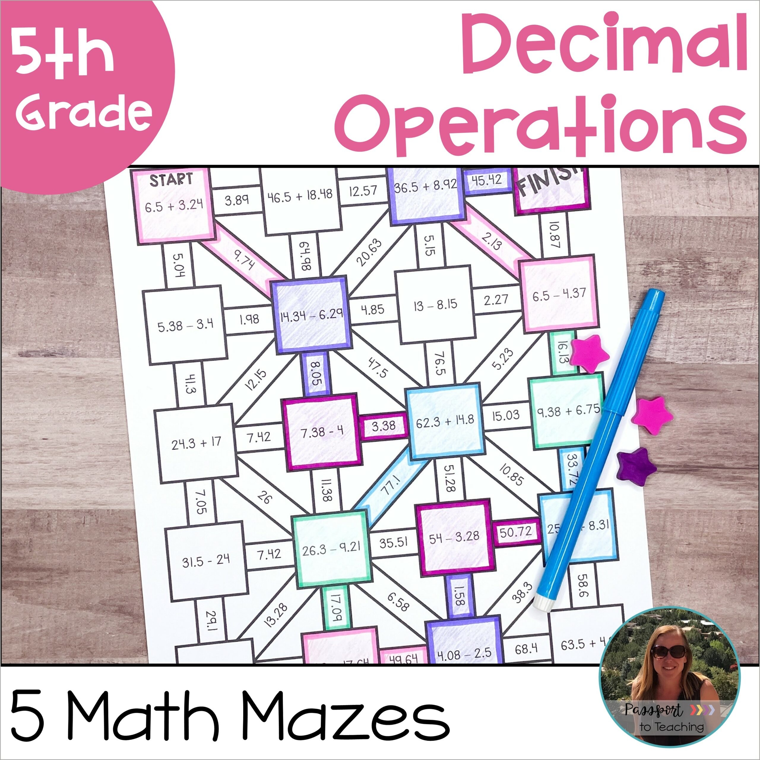Decimal Operations Math Maze Worksheets 5th Grade Made By Teachers