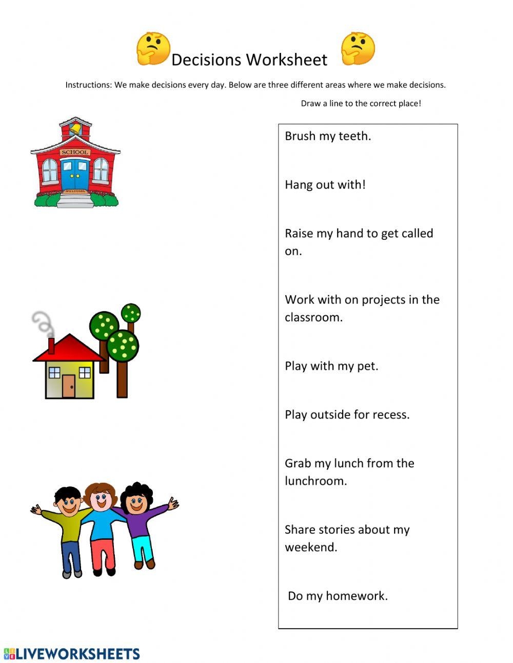 Decision Making Worksheet Live Worksheets Worksheets Library