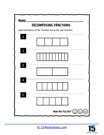 Decomposing Fractions Fractions Worksheets Decomposing