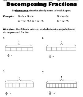 decomposing fractions worksheet