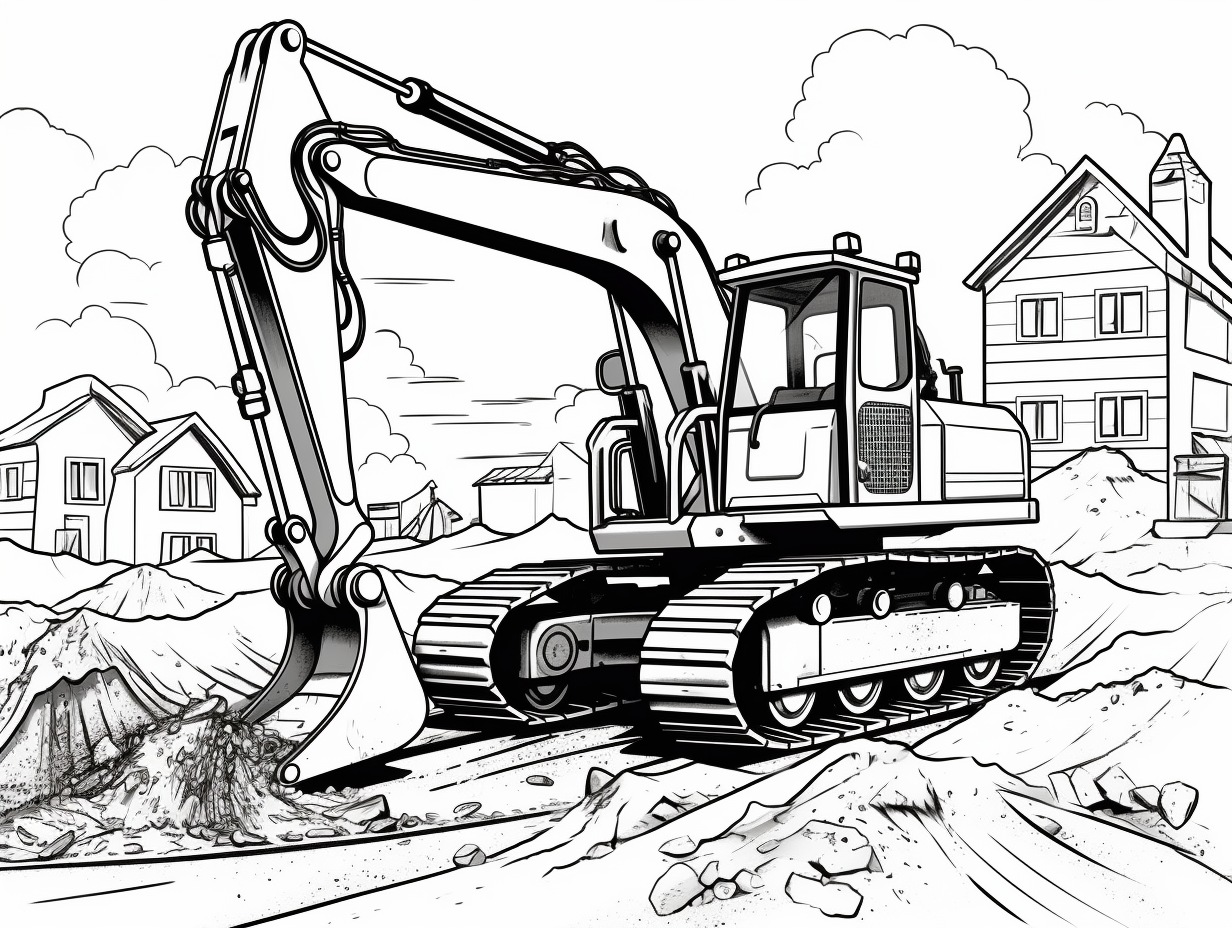 Digger Excavator Coloring Sheet Coloring Page