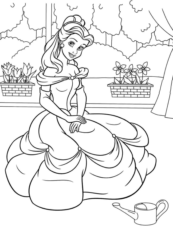 Disney Belle Coloring Pages Kids For Worksheets