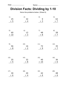 printable math worksheets division