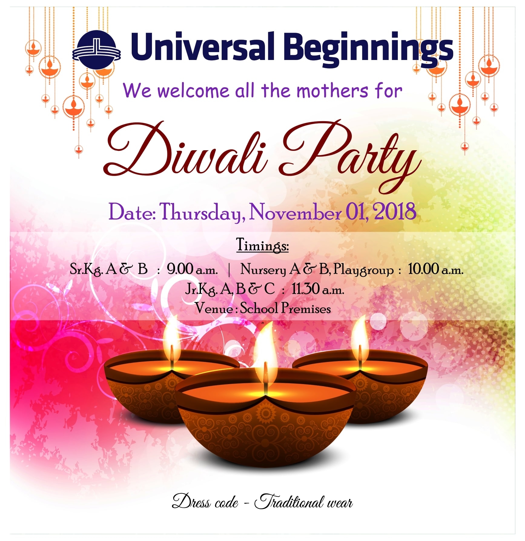 Diwali Party Invite Universal High School Malad