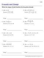 domain and range graph worksheet