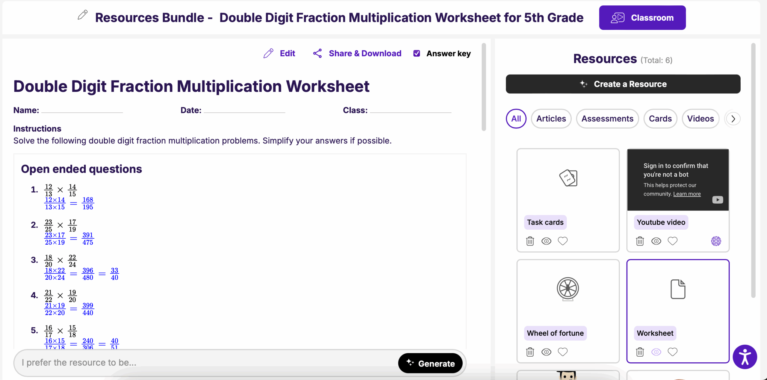 Double Digit Fraction Multiplication Worksheet Radius