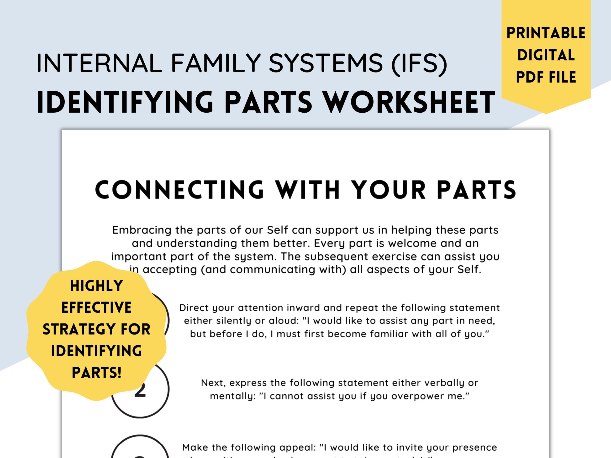 parts work therapy worksheets