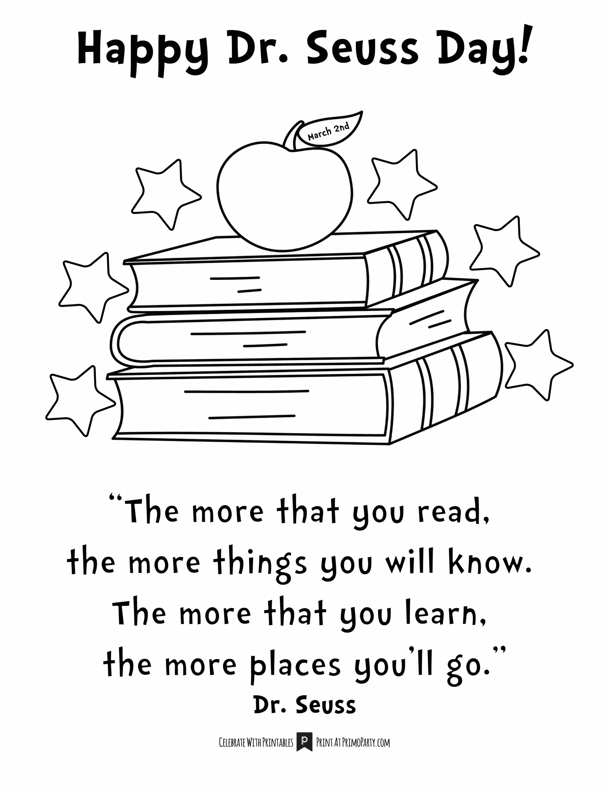 Dr Seuss Day Coloring Page Primoparty