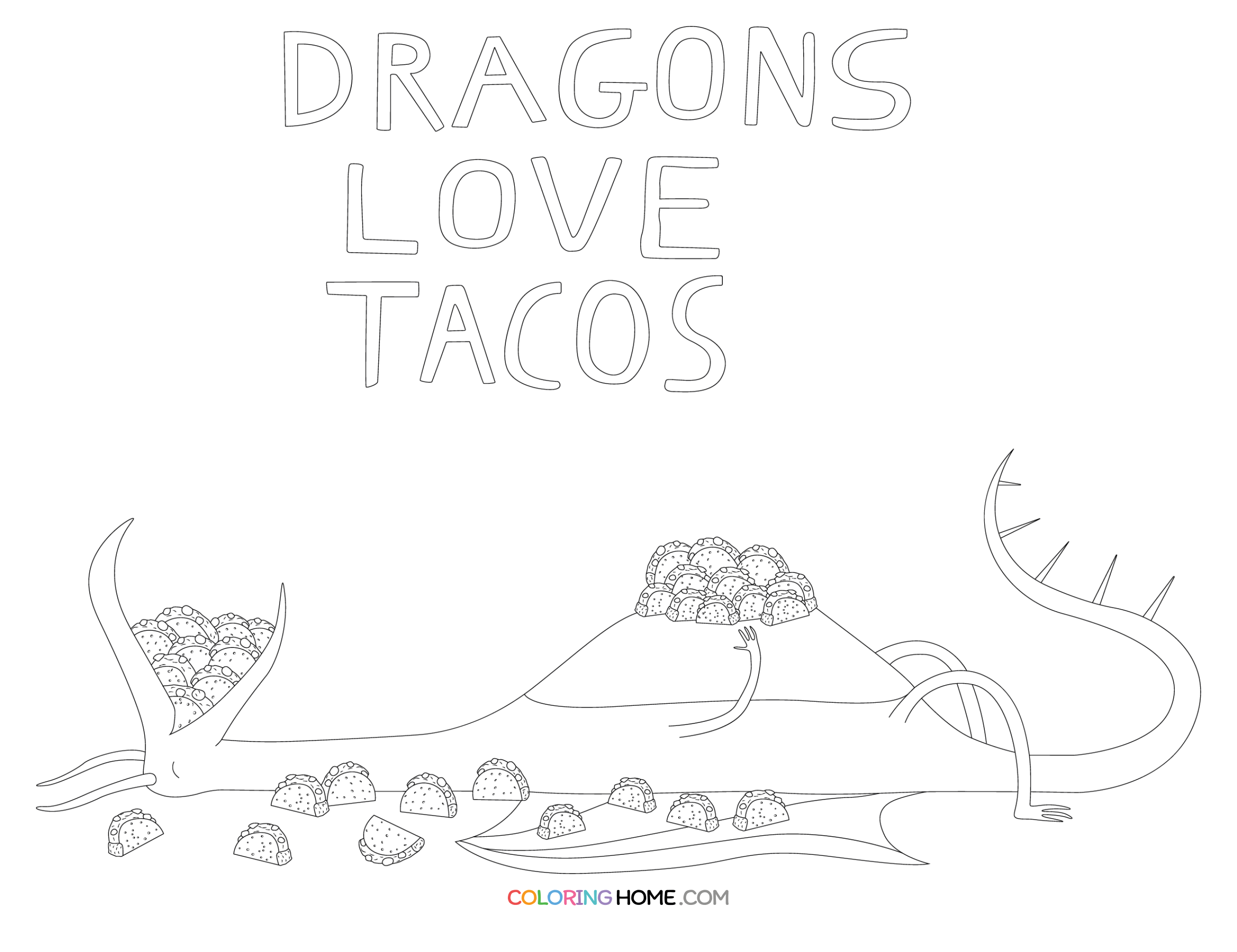 Dragons Love Tacos Coloring Pages Coloring Nation