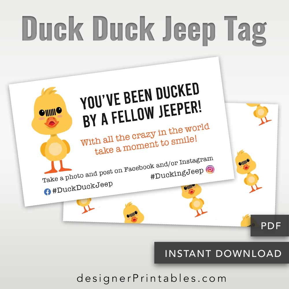Duck Duck Jeep Tag Printable Jeep Wave Designer Printables