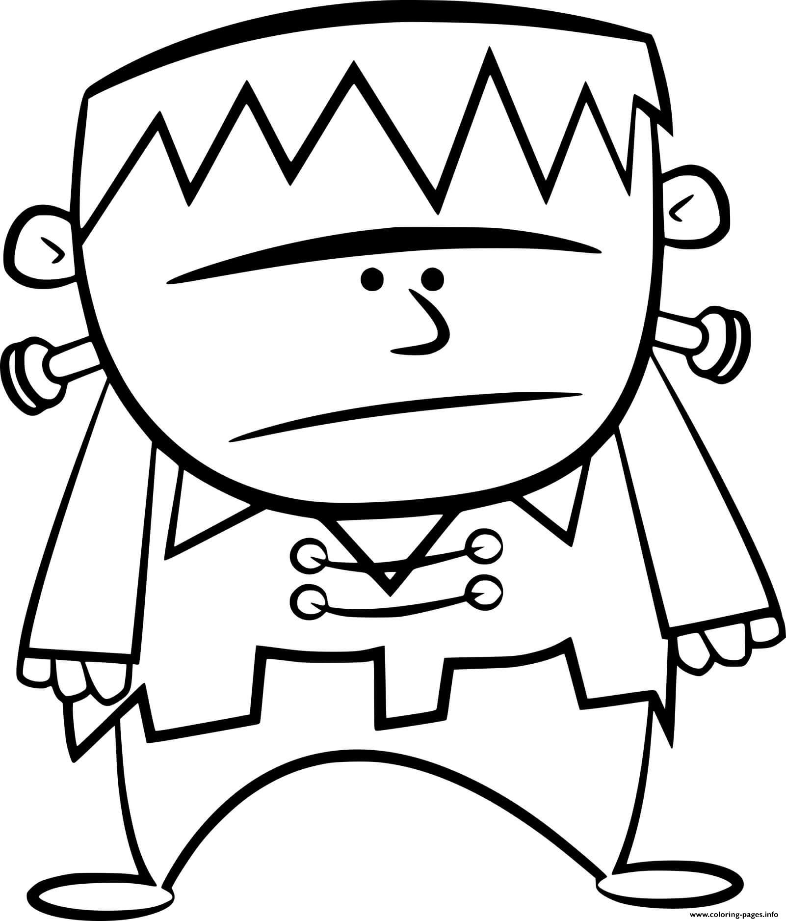 Easy Cartoon Frankenstein Coloring Page Printable
