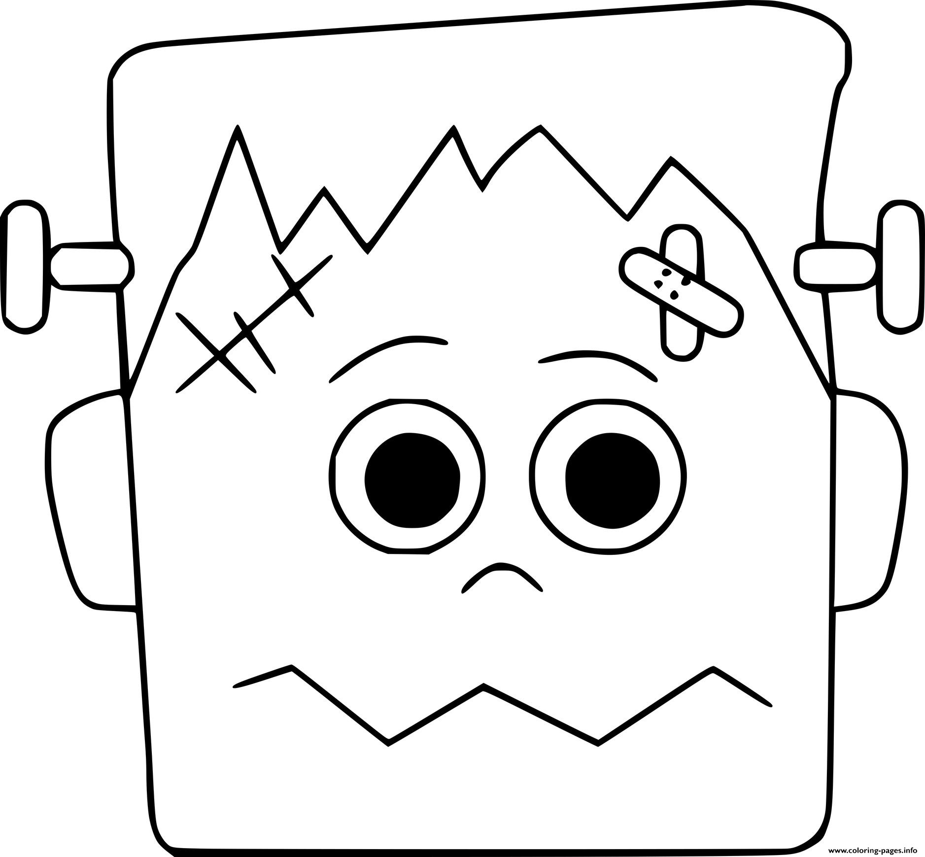 Easy Frankenstein Face Coloring Page Printable