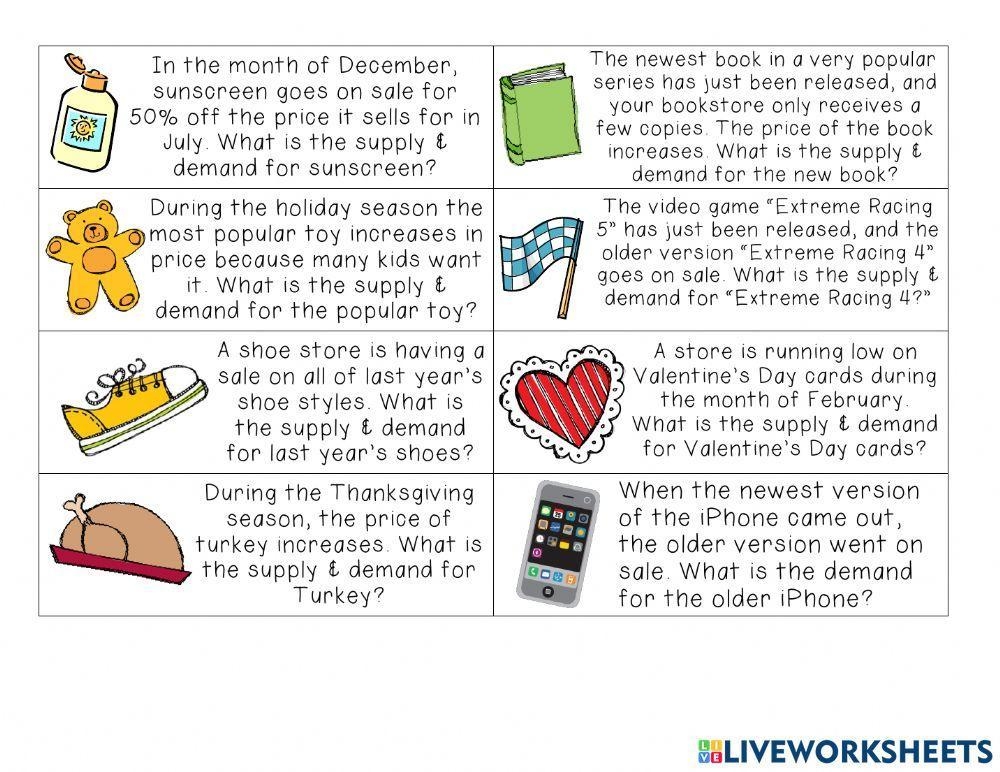 economics supply and demand worksheets
