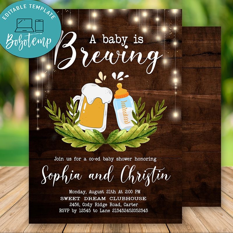 Editable A Baby Is Brewing Baby Shower Invitation DIY Bobotemp
