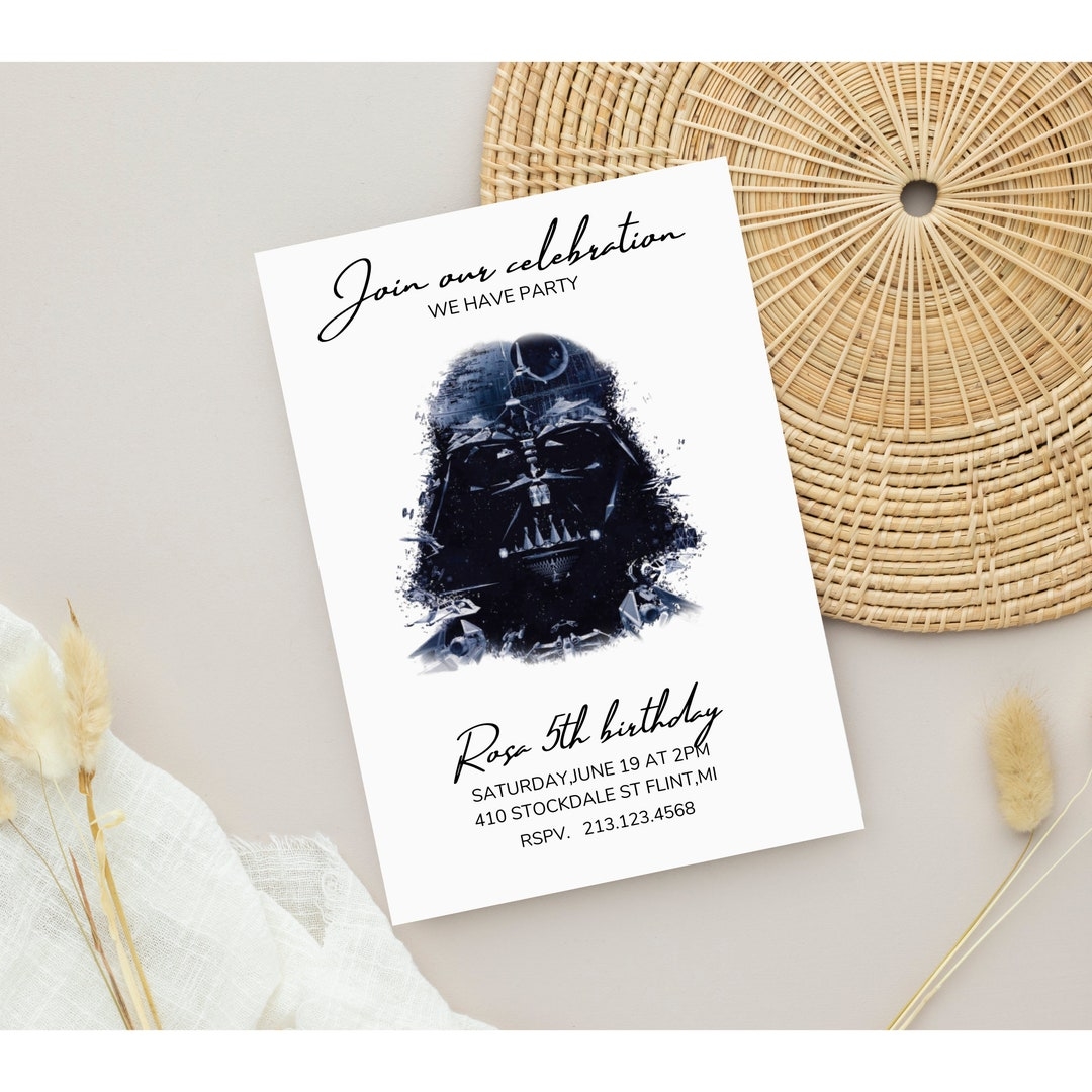 EDITABLE Star Wars Invitation TEMPLATE Darth Vader Printable Star