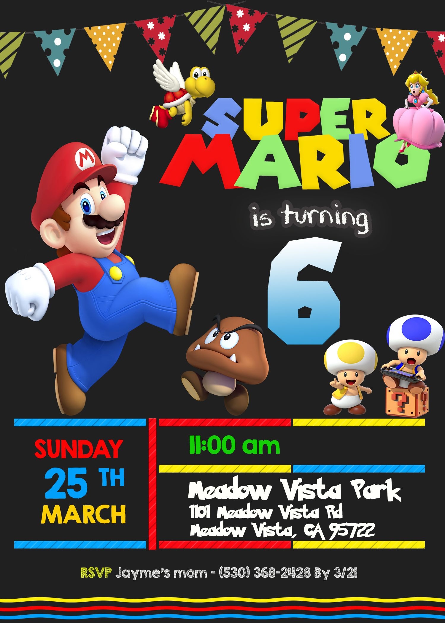 Editable Super Mario Birthday Invitation Template Oscarsitosroom 