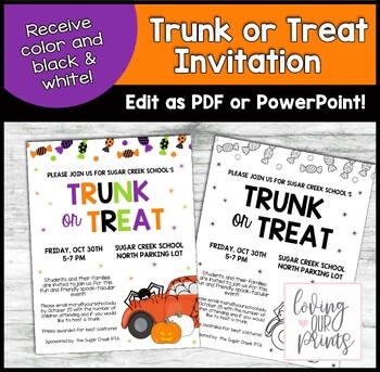 Editable Trunk Or Treat Flyer Trunk Or Treat Invitation Halloween 