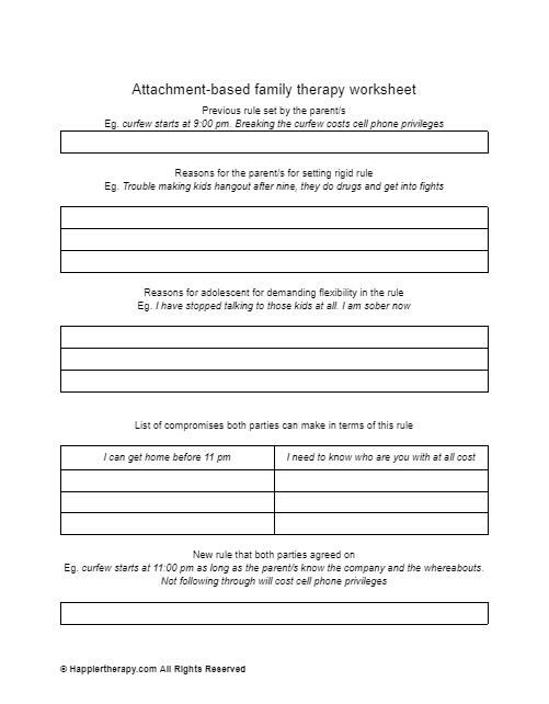family therapy worksheets