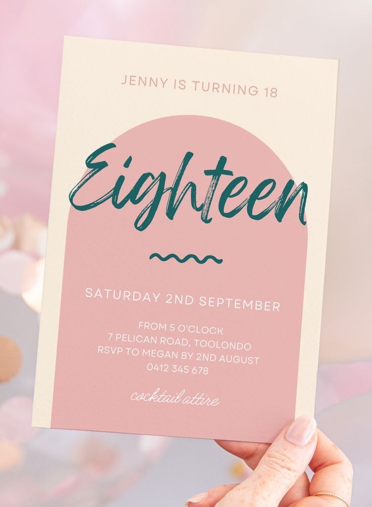 Eighteen 18th Birthday Invitation Printable 18th Party Invitation 
