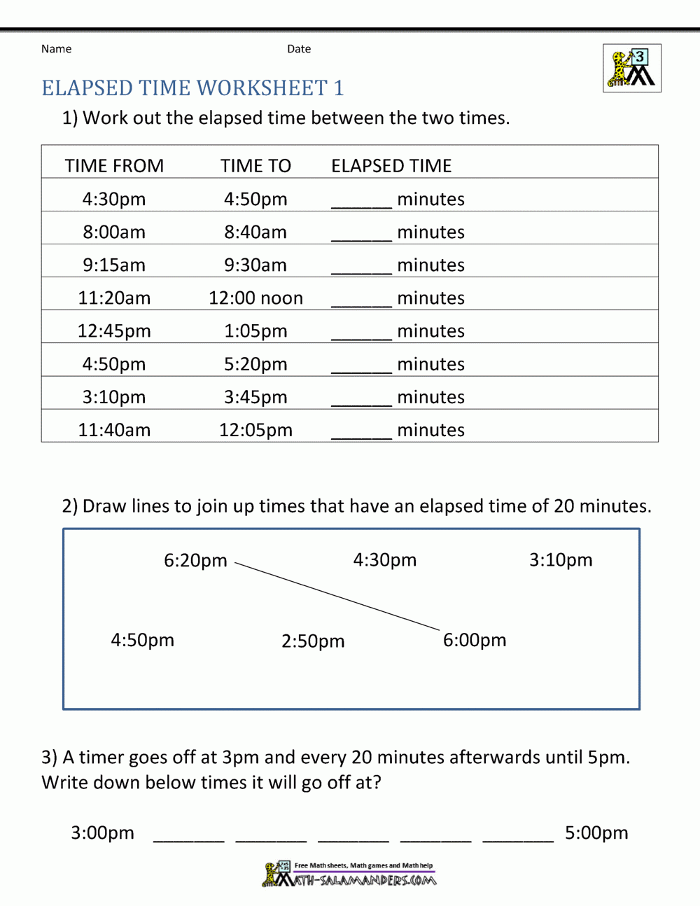 Elapsed Time Worksheets Worksheets Library