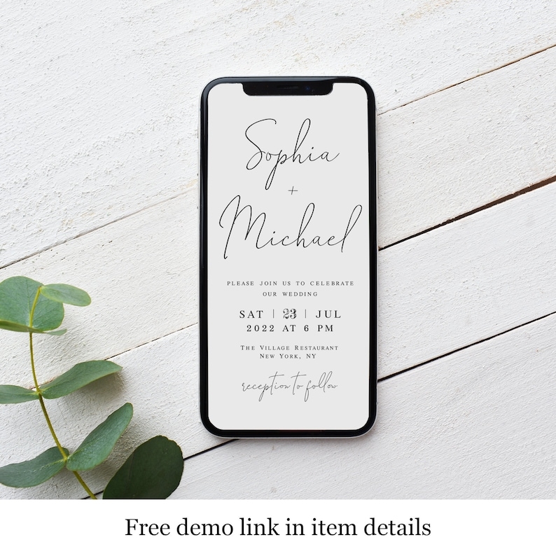 Electronic Invitation Template Text Message Evite Cell Phone Etsy