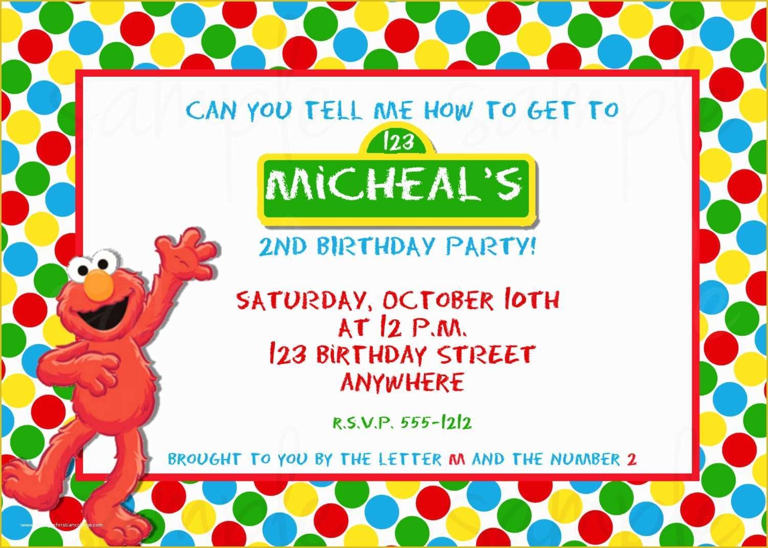 Elmo Birthday Invitations Template Free Of Nd Birthday Invitation 