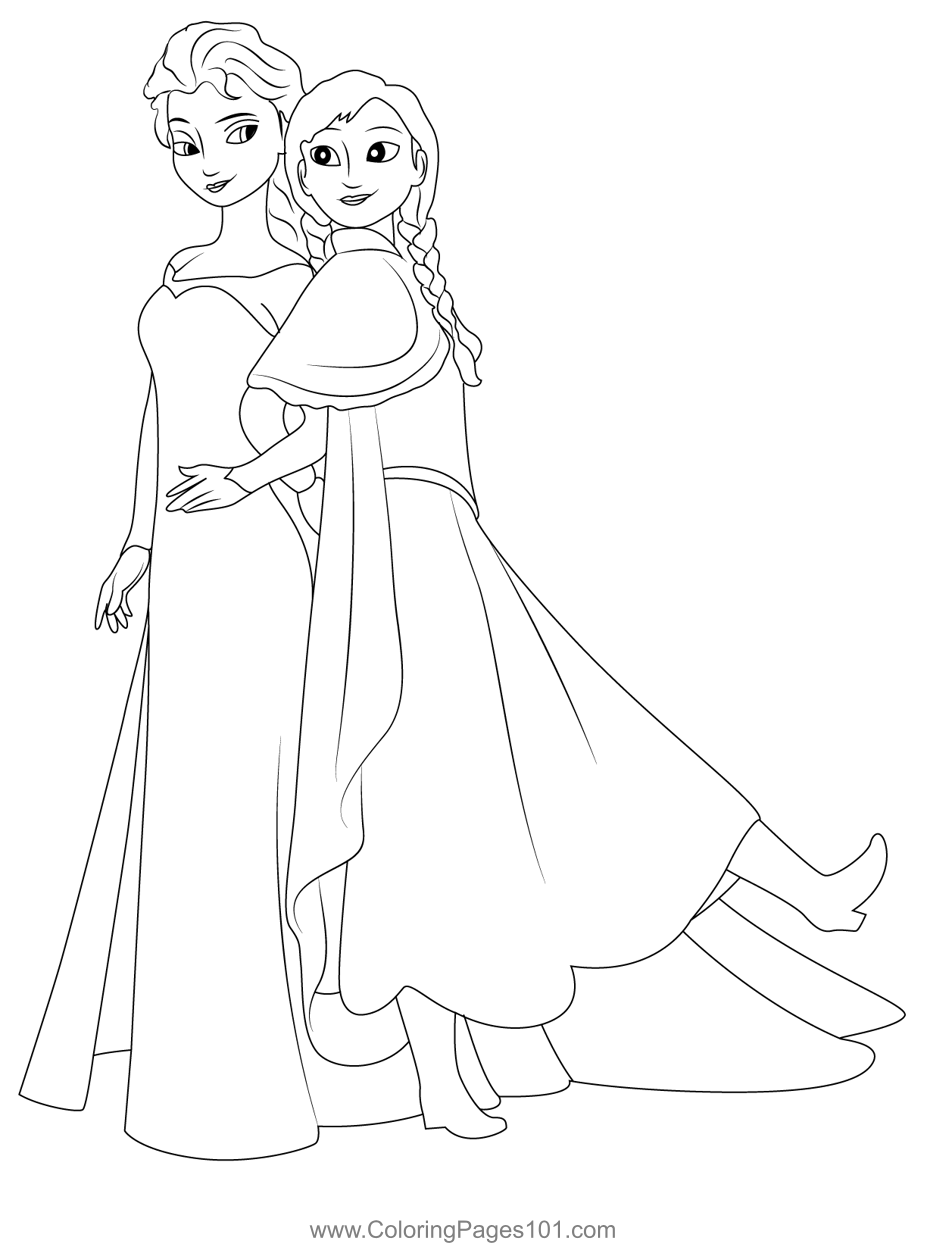 Anna Elsa Frozen Coloring Pages