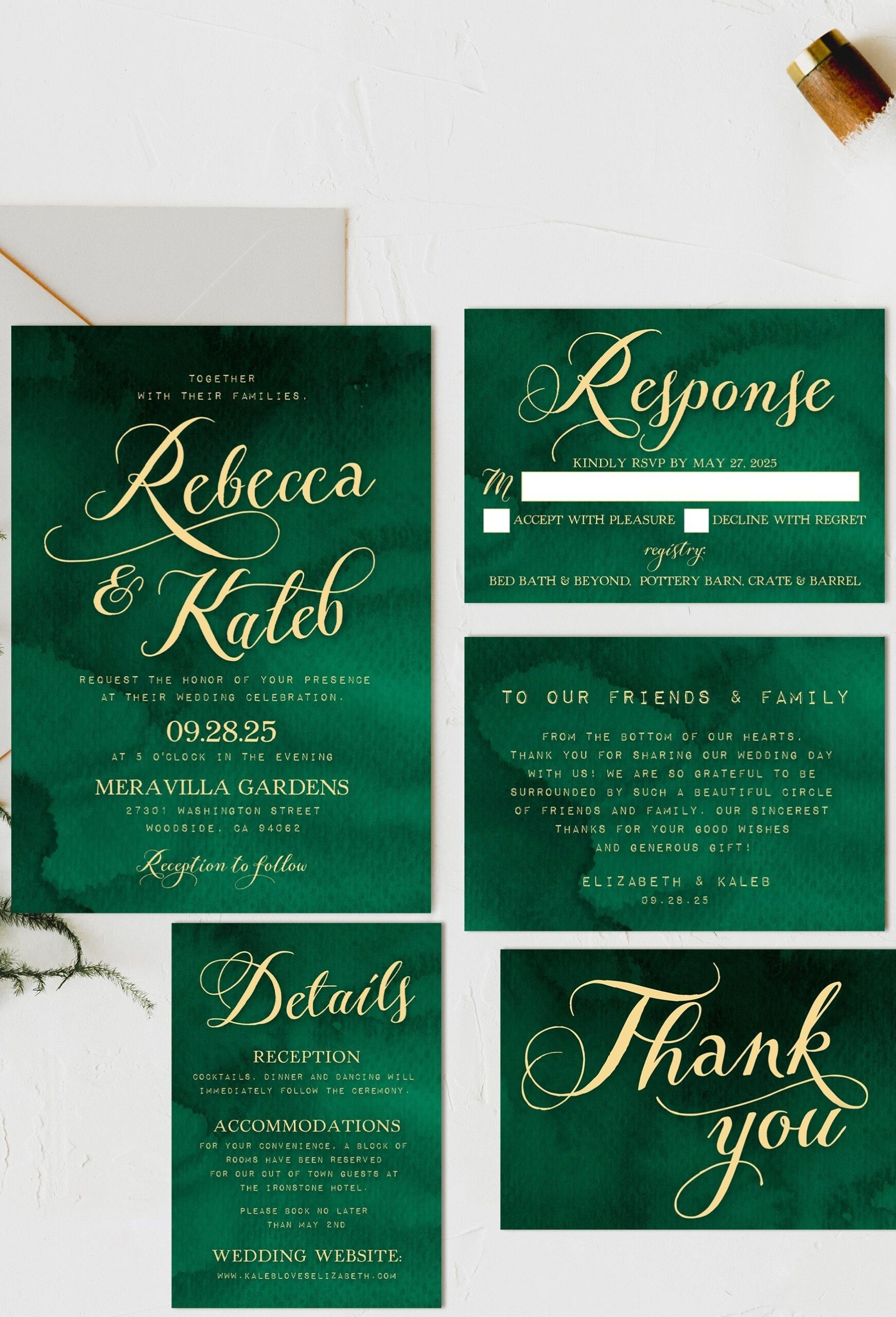 emerald green invitation template