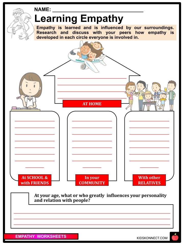 free printable empathy worksheet pdf