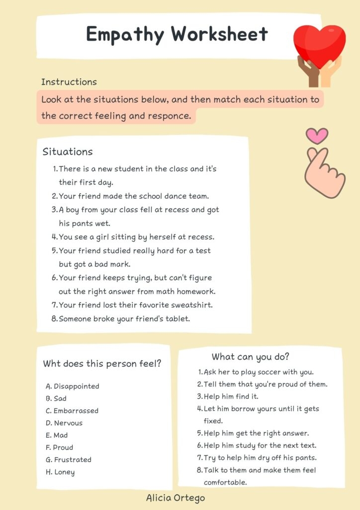 empathy worksheets