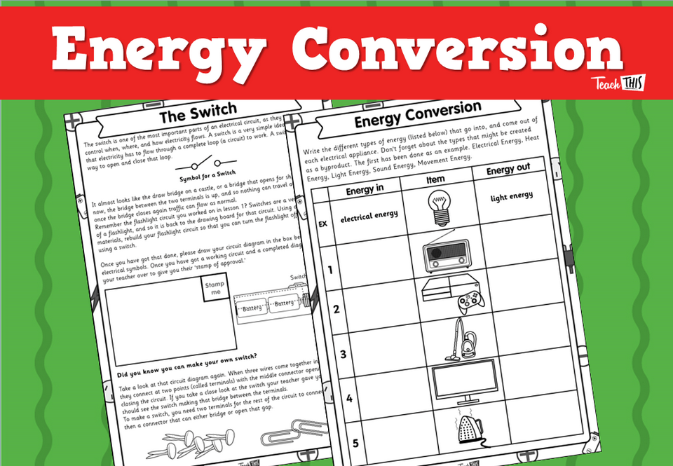 Energy Conversion Worksheet Teacher Resources And Classroom 