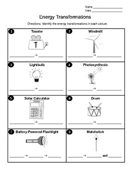 Energy Transformations Worksheet Tes