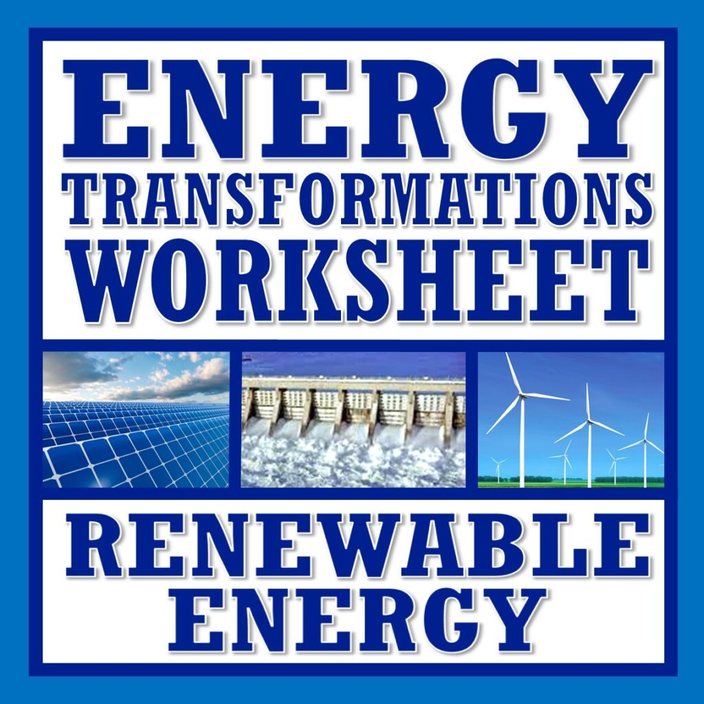 Energy Transformations Worksheet With Renewable Energy Examples 