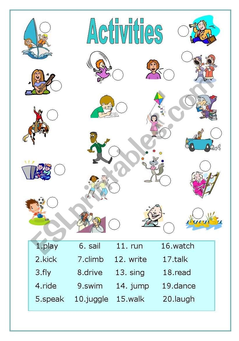 esl activities worksheets